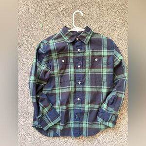 Crewcuts Navy and Green Plaid Button-Down Shirt